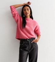 New Look Bright Pink Chunky Knit Drop Shoulder Jumper